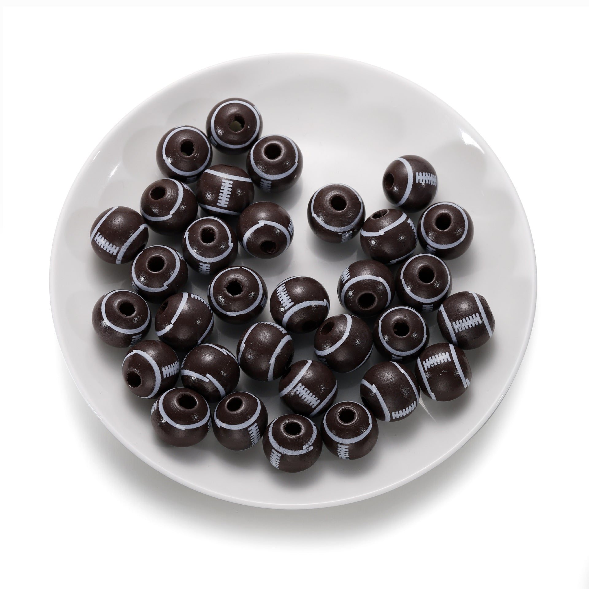 Wholesale 10pcs/pack Color Solid Wood Basketball Soccer Ball Beads